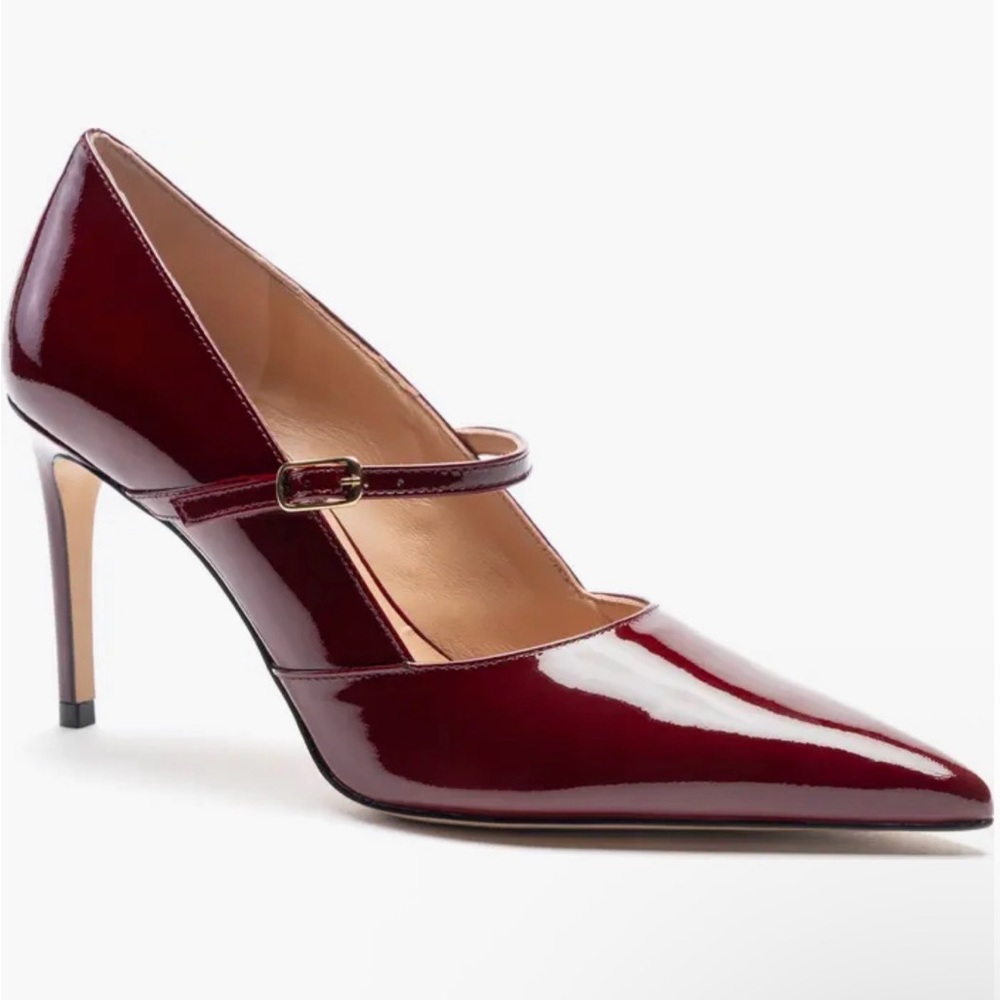 Bruno Magli Prima Pointed Toe Mary Jane Pump (Women) sz 9 Bordeaux Patent